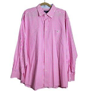 Vineyard Vines Pink Gingham Classic Fit Tucker Shirt Button Down, Size XX